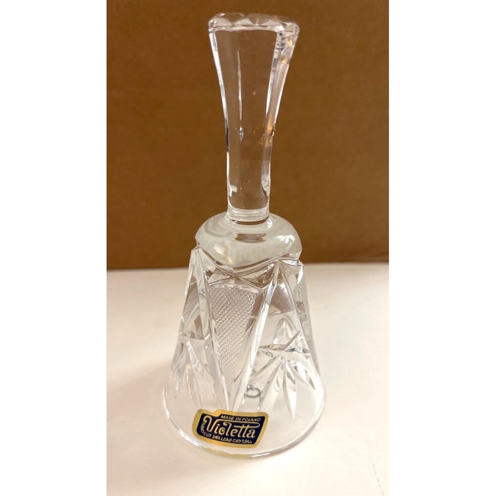 Violetta Hand Cut Lead Crystal Bell 5” Original Sticker Made in Poland